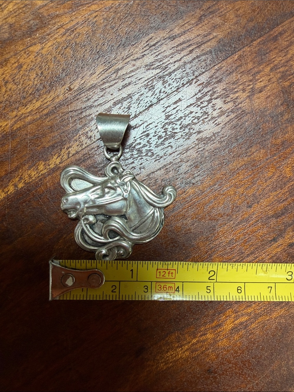 Solid Sterling Silver 925 stamped hand carved Horse Head Pendant Necklace